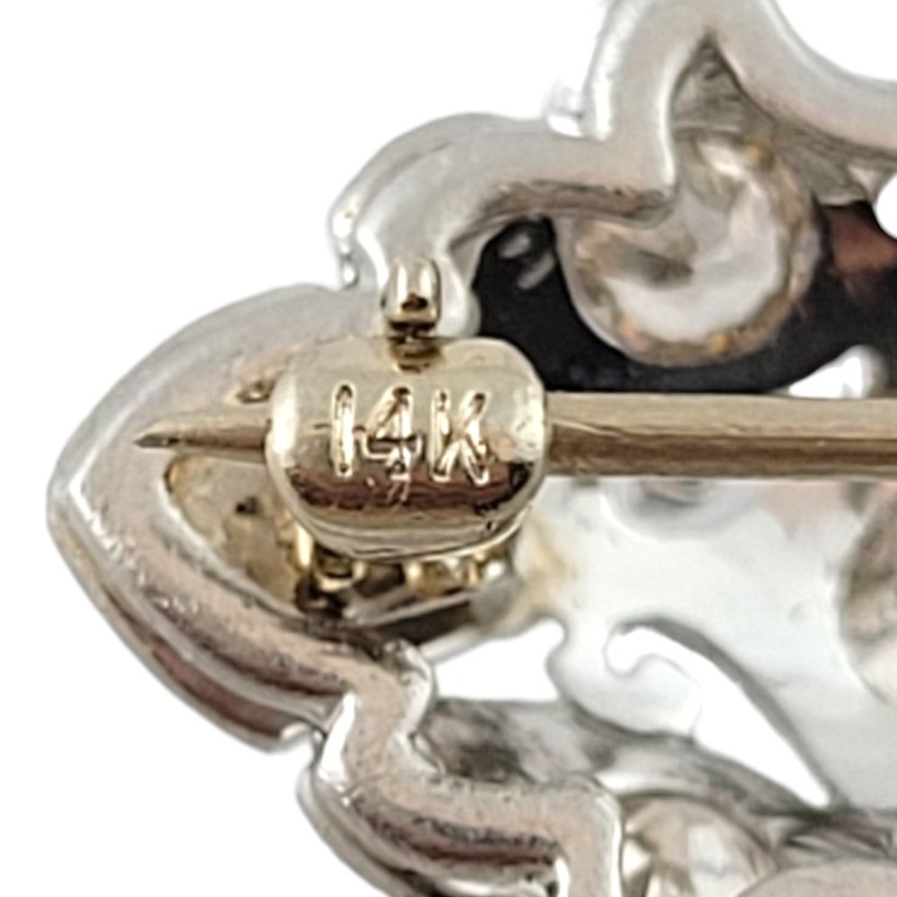 Antique Edwardian Era Platinum and 14K White Gold Diamond Brooch Pin #16451 - Picture 5 of 6